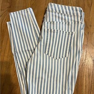 White and blue striped jeans